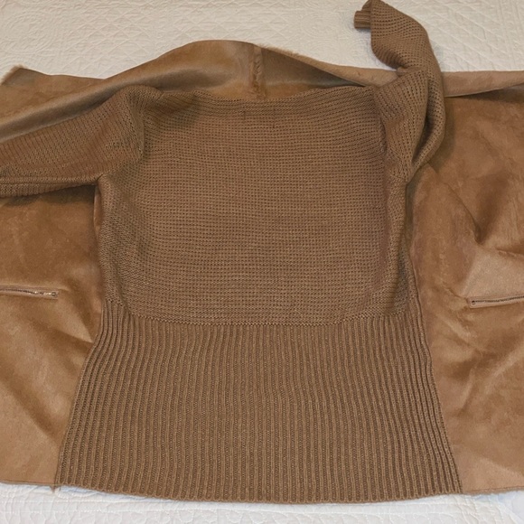 TWELFTH LOVE  L  Faux Suede Sweater/Jacket Voluminous faux shearling Lapels - Picture 11 of 16